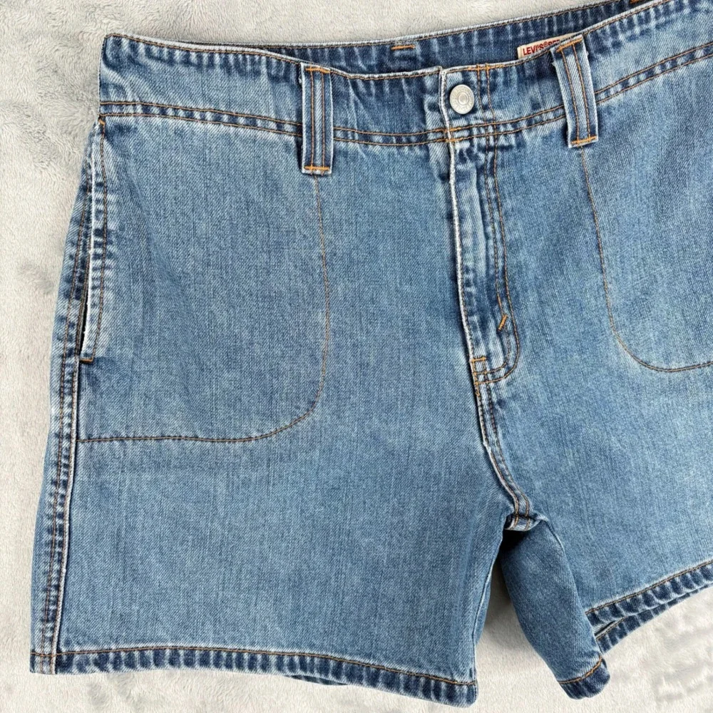 Vintage Y2K Levi's Utility High Waisted Jean Shorts‎ Womens 6x5 Blue Flap Pocket